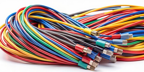 Great bundle of various colored cables with various connectors, technology, connectivity, electronic, accessories, plug