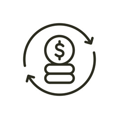 Money flow outline icon. Cash flow fund illustration image. Money circulation vector icon