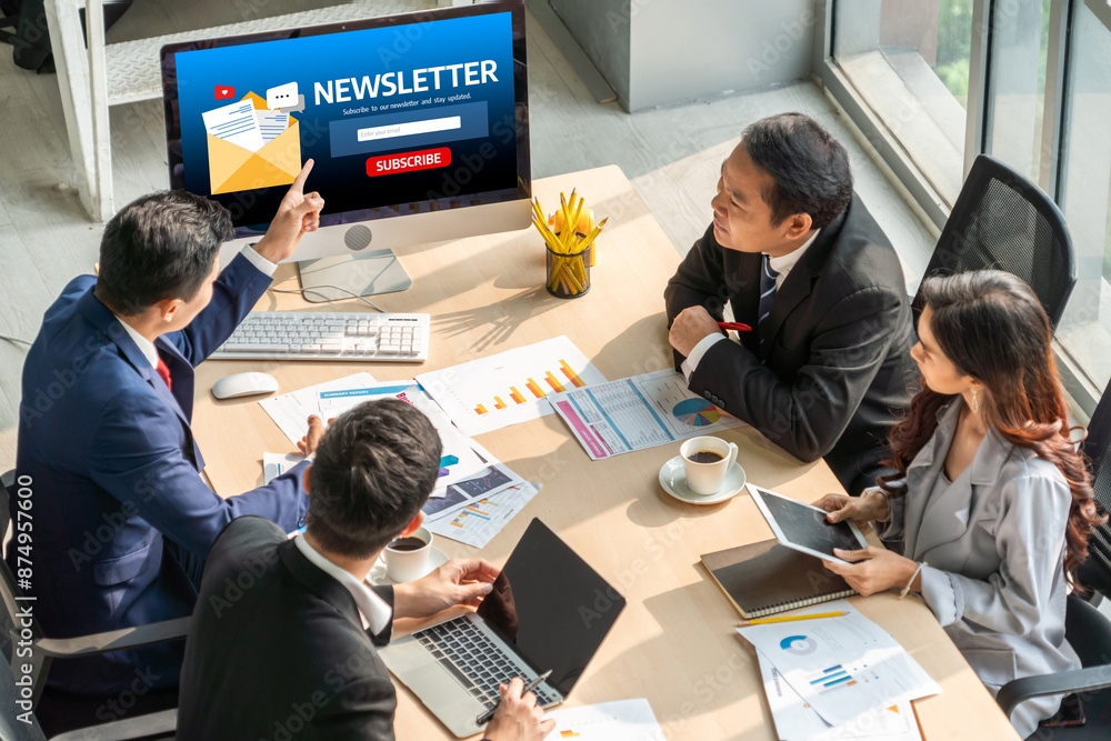 Aufkleber newsletter signup page on computer for customer to subscribe snugly newsletter update information to