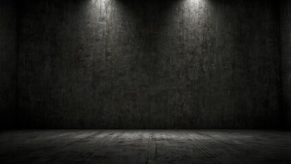Fototapeta premium Dark photography backdrop Concrete wall texture with lighting effect background.