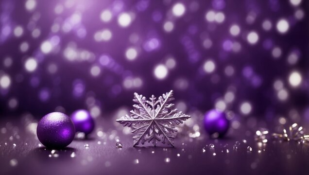 Purple holiday background with snowflakes and bokeh. - Powered by Adobe