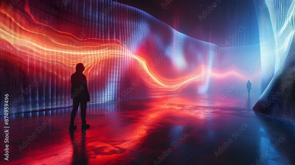 Poster immersive neural network driven digital art installation with dynamic patterns and visuals