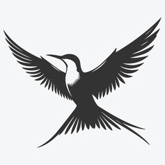Fototapeta premium Majestic Tern Silhouette Soaring Across the Skywhite background