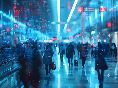 Bustling International Metropolis with Futuristic Digital Infrastructure and Communication