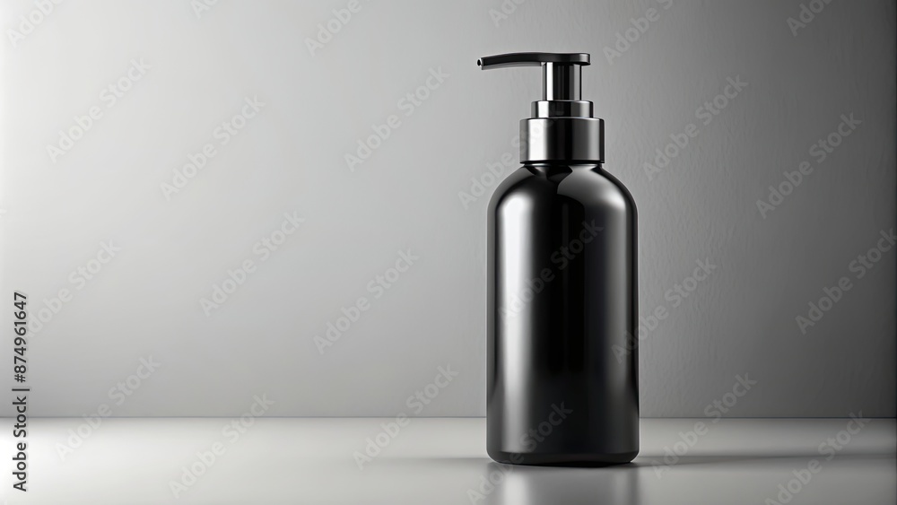 Sticker Matte black cosmetic bottle mock up for skincare products, beauty, cosmetics, packaging, black, mockup, design, skincare