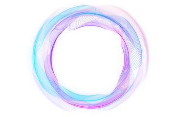 Abstract colorful lines forming a circular shape, digital artwork design on a white background, concept of motion and fluidity. 3D Rendering