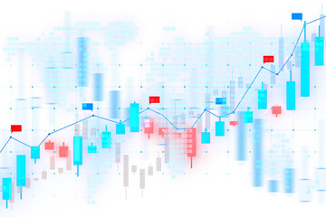 Obraz premium An abstract financial chart with blue and red elements on a white background, representing data analysis. 3D Rendering