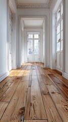 Fototapeta premium an empty room with wood floors and white walls