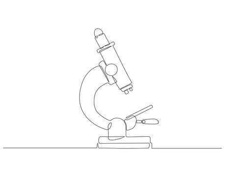 recommend clip art: Continuous one line drawing of microscope. One line drawing illustration of microscope laboratory. Research and science, microbiology concept line art. Editable outline.