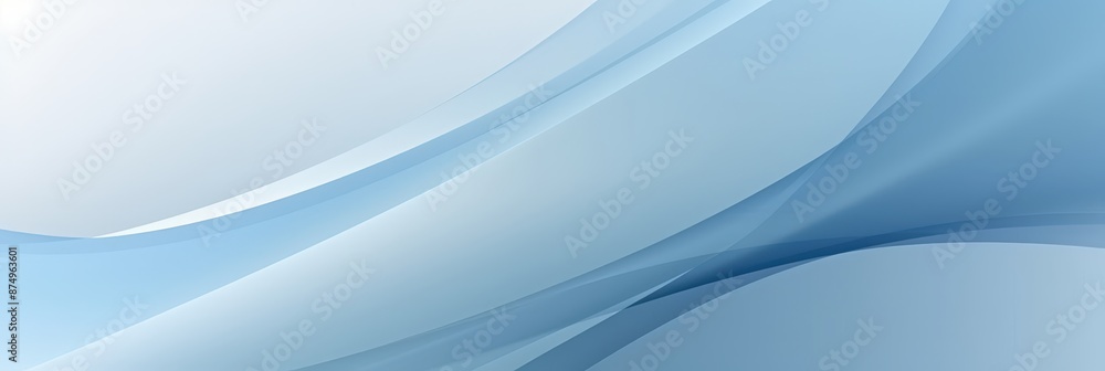 Poster Soft blue abstract background with smooth gradient waves