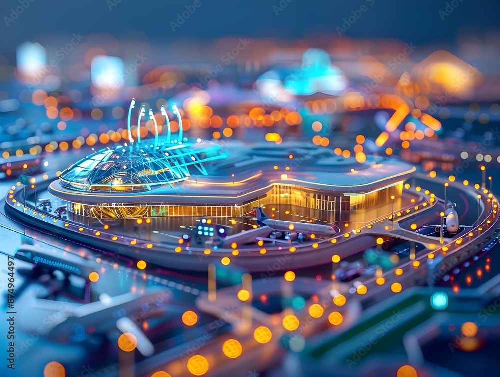 Poster futuristic interconnected transportation hub optimizing travel and connectivity through advanced com