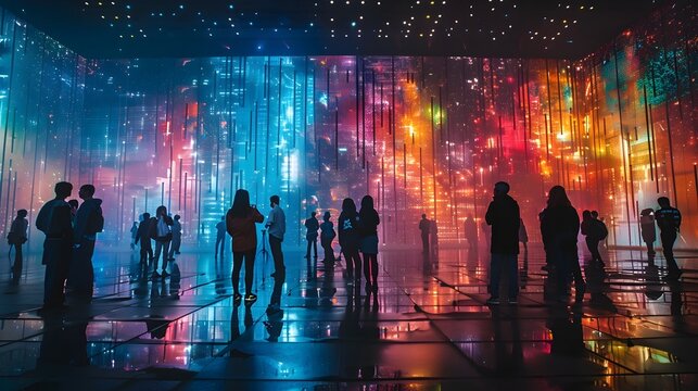 Interactive Digital Art Installation Engaging Audience with Futuristic Lighting and Communication Technology