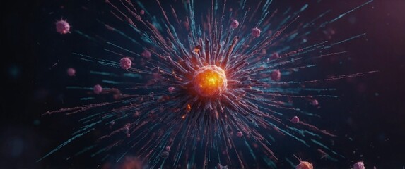 world cancer day concept poster with flying particles.