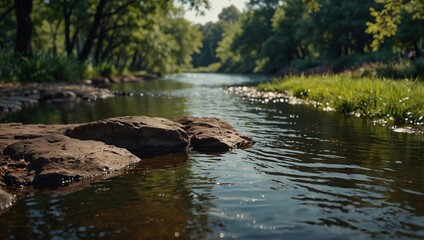 Ecological park with river in urban area.