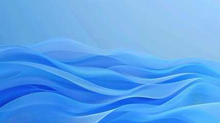 Fototapeta premium Gentle overlapping waves of deep blue fabric flow abstractly across a light background creating elegant motion suitable for website headers.