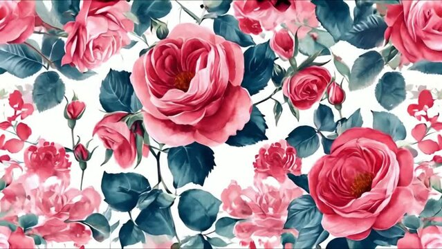 flowers ornament seamless pattern with watercolor flowers pink roses repeat floral texture vintage background 