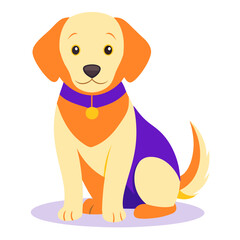Puppy dog vector illustration. Adorable puppy pet isolated on white background