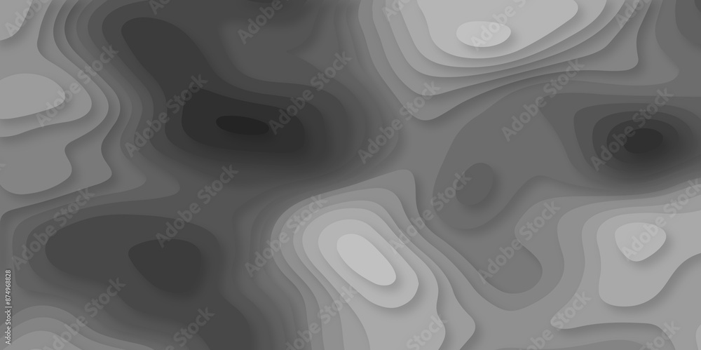 Poster abstract white paper cut background with lines. background of the topographic map. white wave paper 