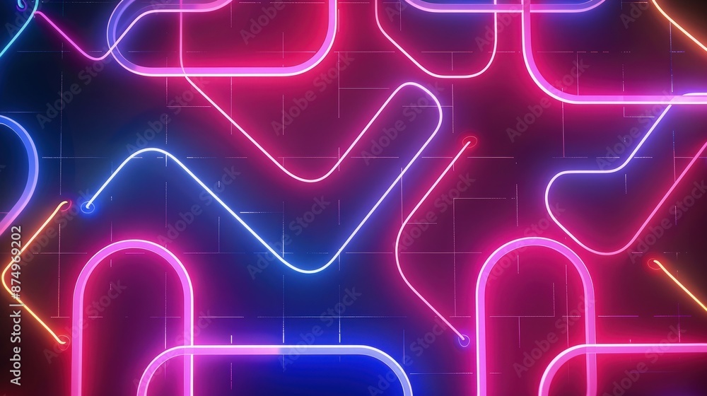 Poster abstract colorful neon glowing abstract background colorful neon background with different shapes of