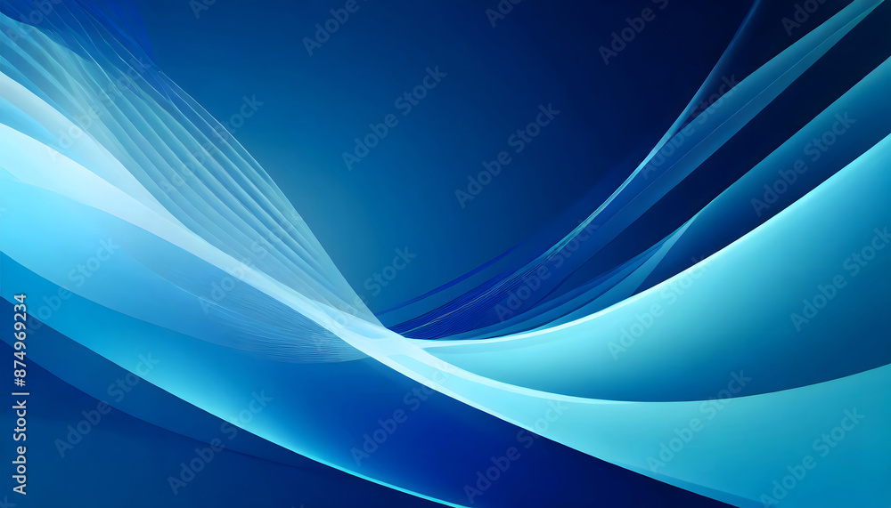 Poster abstract blue background with smooth lines. generative ai.