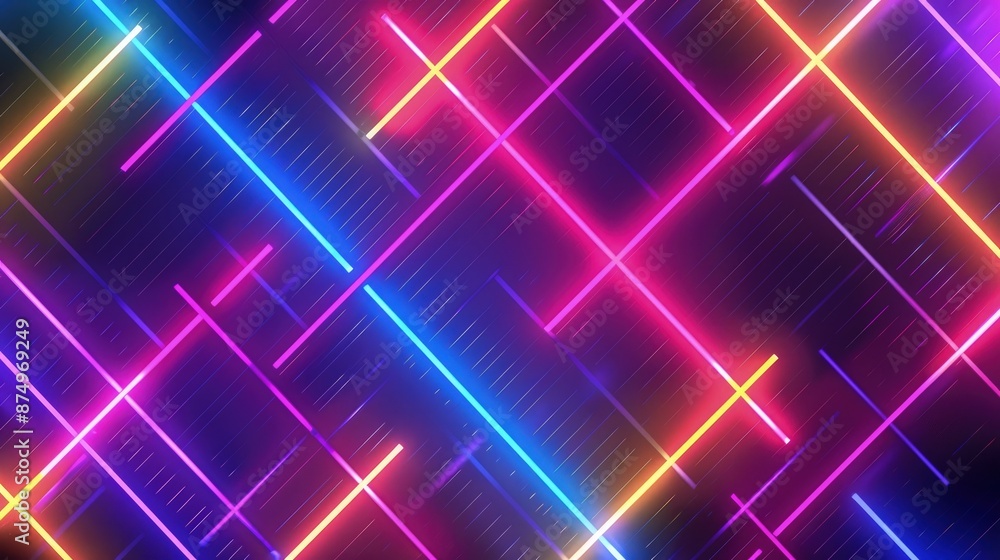Poster abstract colorful neon glowing abstract background colorful neon background with different shapes of
