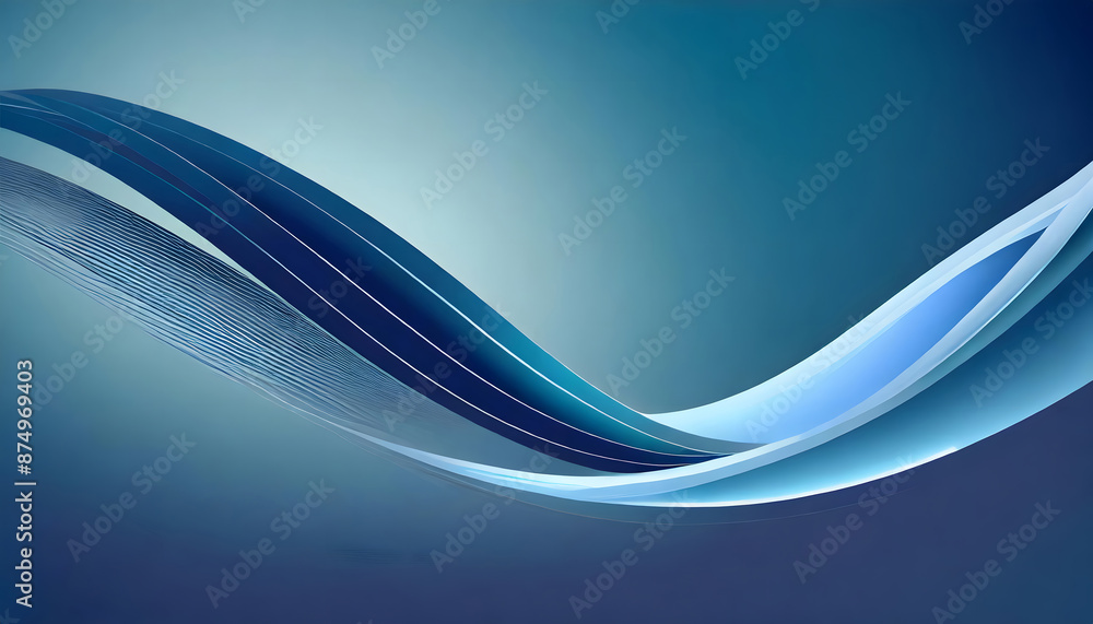 Poster abstract blue curve backgroun. generative ai.