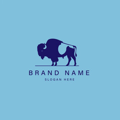 Obraz premium bison logo design vector icon illustration with simple gradients - vector
