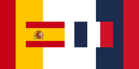 flag of Spain spanish and France french with border-left and border-right abstract creative background