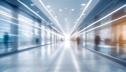 Abstract blurred office hall background. Generative AI.