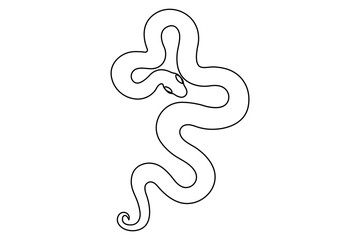 Obraz premium Snake continuous one line art hand drawing symbol. Poisonous reptile serpent outline, wildlife nature concept