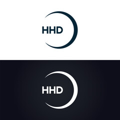 Obraz premium HHD logo. H H D design. White HHD letter. HHD, H H D letter logo design. H H D letter logo design in GOLD, GOLDEN LOGO, THREE, style. letter logo set in one artboard. H H D letter logo vector design.