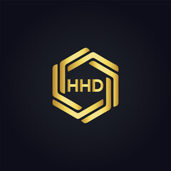 HHD logo. H H D design. White HHD letter. HHD, H H D letter logo design. H H D letter logo design in GOLD, GOLDEN LOGO, THREE, style. letter logo set in one artboard. H H D letter logo vector design.