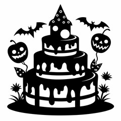 halloween cake black vector silhouette