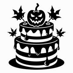 halloween cake black vector silhouette