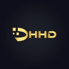 HHD logo. H H D design. White HHD letter. HHD, H H D letter logo design. H H D letter logo design in GOLD, GOLDEN LOGO, THREE, style. letter logo set in one artboard. H H D letter logo vector design.