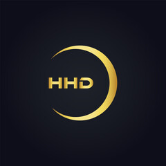 HHD logo. H H D design. White HHD letter. HHD, H H D letter logo design. H H D letter logo design in GOLD, GOLDEN LOGO, THREE, style. letter logo set in one artboard. H H D letter logo vector design.