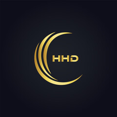 HHD logo. H H D design. White HHD letter. HHD, H H D letter logo design. H H D letter logo design in GOLD, GOLDEN LOGO, THREE, style. letter logo set in one artboard. H H D letter logo vector design.