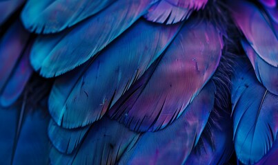 vibrant blue and purple feathers, Generative AI