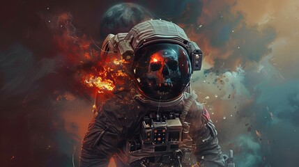 Cool spacey zombie astronaut wearing a helmet art
