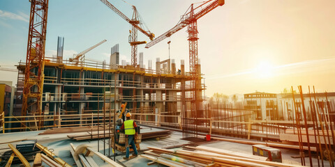 Construction workers on a new house development 