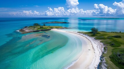 Obraz premium Discover Rose Island's stunning beauty from above! Its white-sand shores and crystal-clear waters will leave you enchanted.