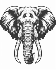 Obraz premium black ink drawing of elephant head isolated on white background