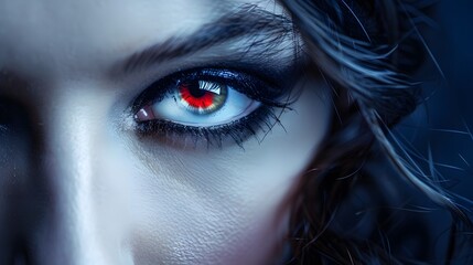 Fototapeta premium beautiful girl with red eye and red lips 