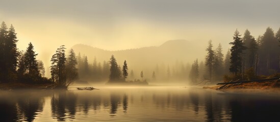 Fototapeta premium Misty Morning in a Pine Forest