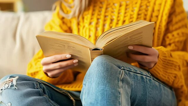 woman reading on the sofa