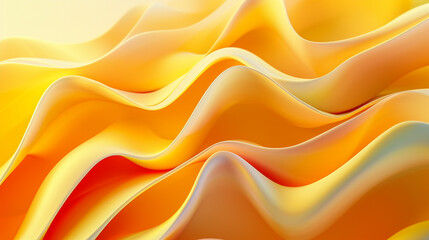 Sunny yellow waves, ruffles and bubbles. Abstract background or horizontal banner
