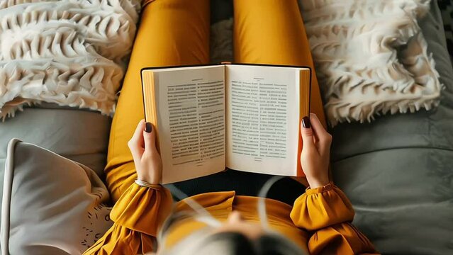woman reading on the sofa