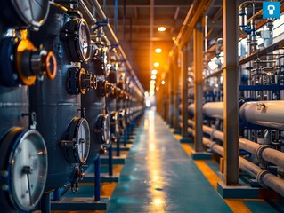 Naklejka premium Cutting Edge AI Powered Desalination Facility Optimizing Resource Management
