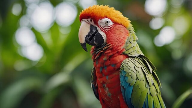 Vibrant summer parrot stock images showcasing colorful feathers and playful antics Concept Parrot, Summer, Vibrant, Colorful, Stock Images.