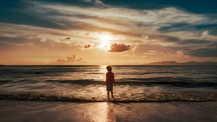 Fototapeta premium Summer Beach Sea Tourism Vacation Sun Sky Water Photo Design.